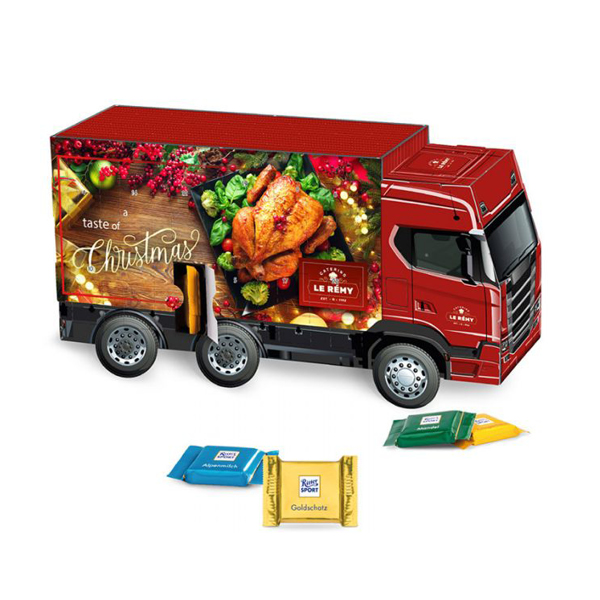 3D-Adventskalender LKW mit Schokolade